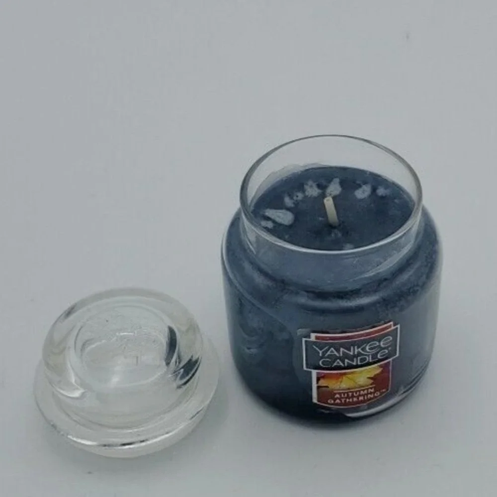 Autumn Gathering‎ Yankee Candle 3.7 oz Sm Jar Lid Homewarmer Blue Retired Rare